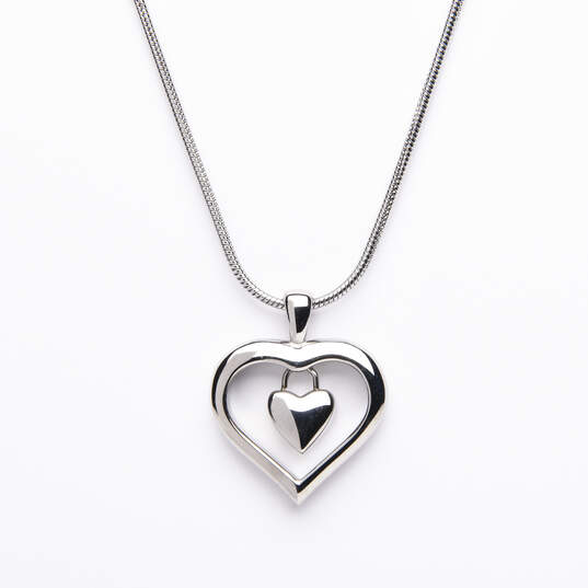 Stainless Steel Double Heart Pendant With Chain image number 2